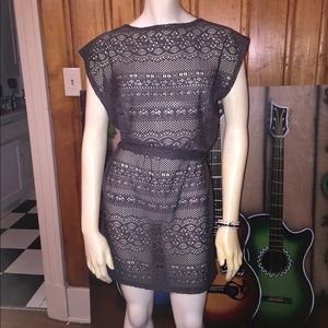 Grey cut out bathing suit cover up with waist tie